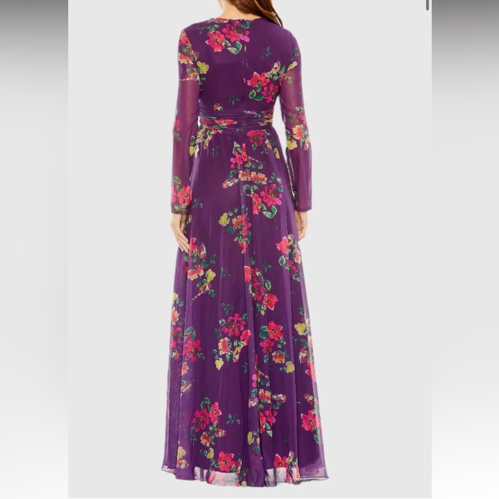 MAC DUGGAL ✨ Long Sleeve Dress, Wedding Guest | purple, flowers - Picture 3 of 9